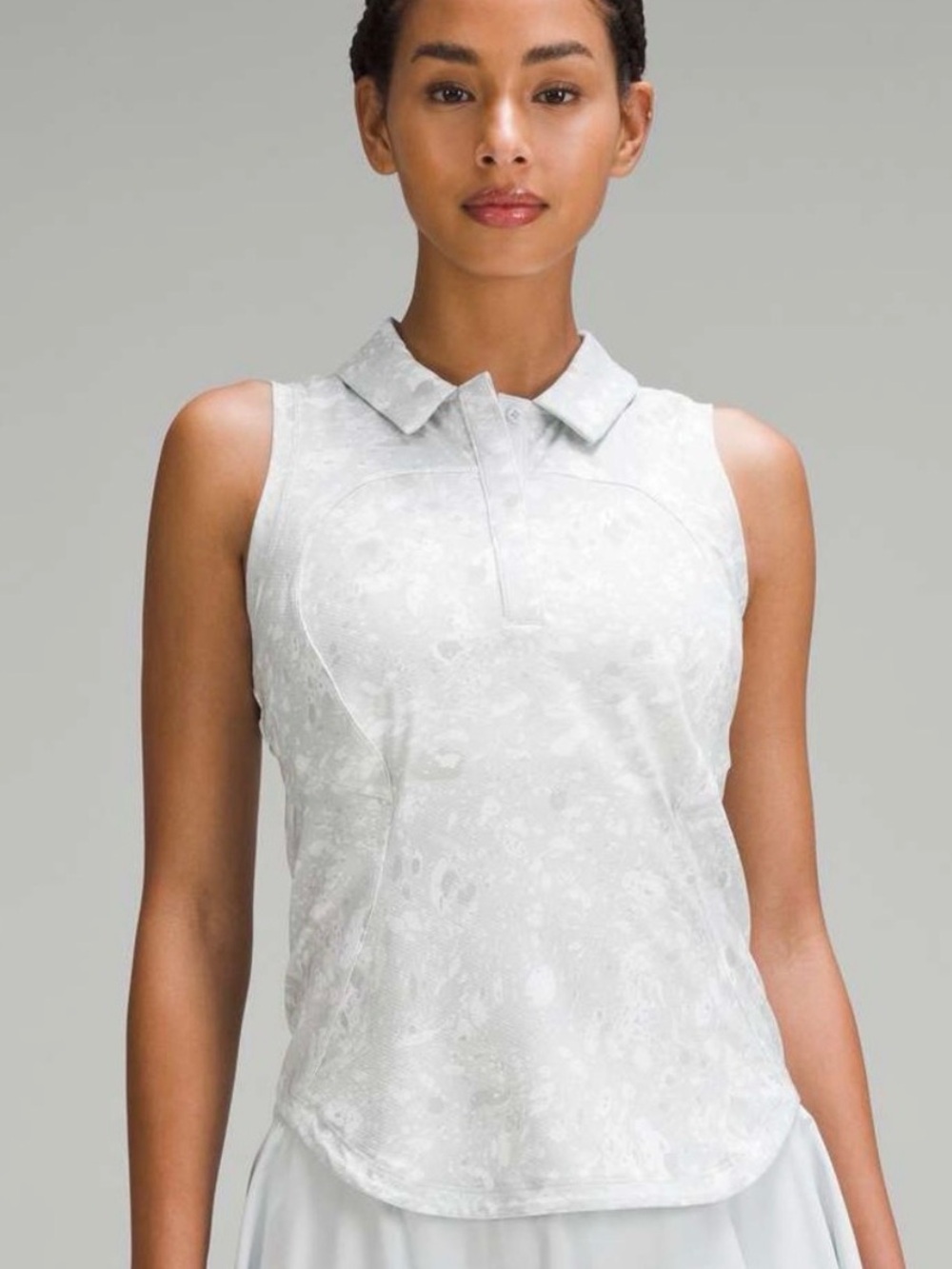 Lululemon sleeveless polo white print size 12